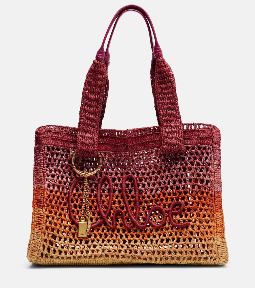 Chloé Summer Banana East-West raffia tote bag