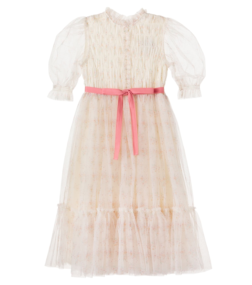 C'era Una Volta White Valentina Floral Shirred Tulle Dress Y Size 10 - Mytheresa