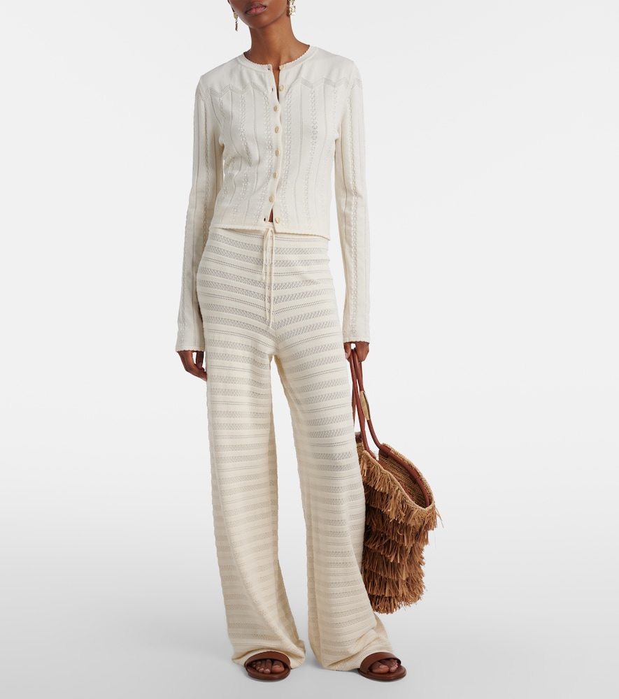 Faithfull Tanya pointelle cotton-blend wide-leg pants