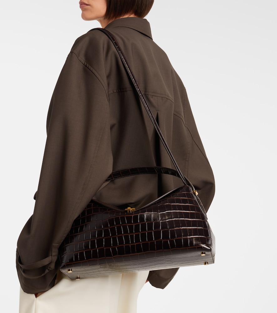 T-Lock Croc-Effect Tote Bag