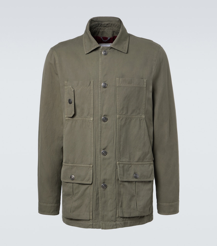 Brunello Cucinelli Men's Green Cotton And Linen Field Jacket UK Size 38 - Mytheresa