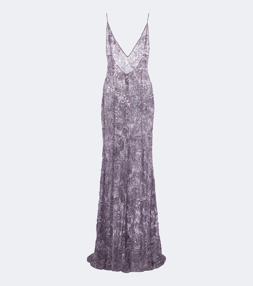 Robe Claudie aus Spitze mit Pailletten