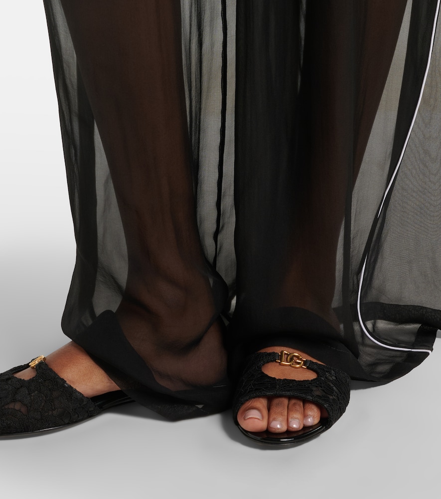 Dolce & Gabbana DG leather-trimmed lace slides