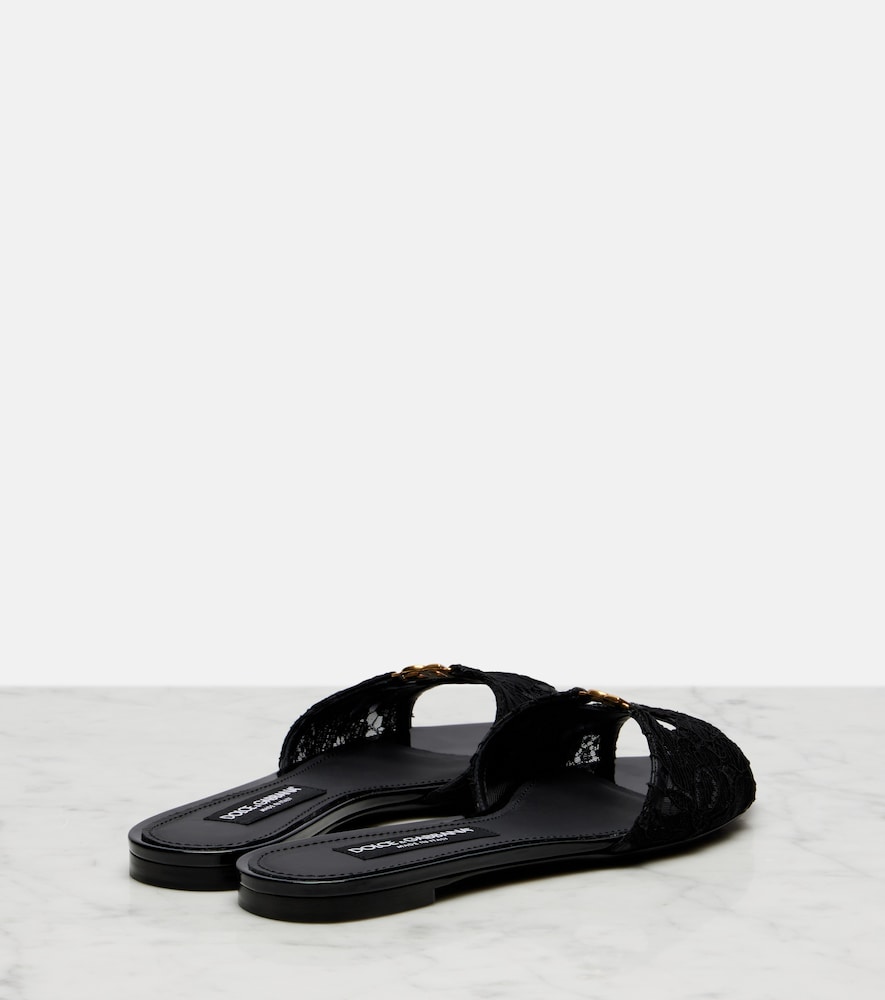  Dolce&gabbana Dolce&gabbana Dg Leather-trimmed Lace Slides 