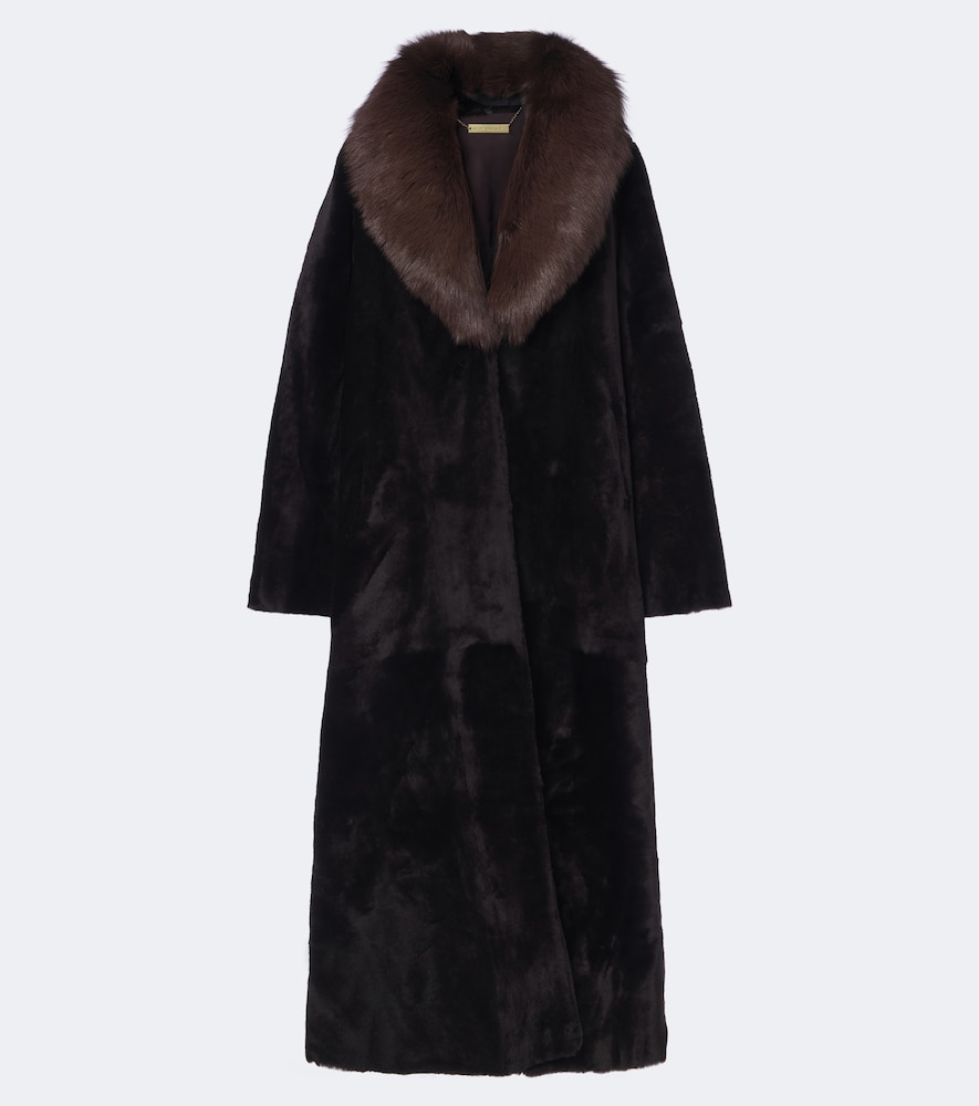 Nour Hammour Astoria Shearling Coat In Brown