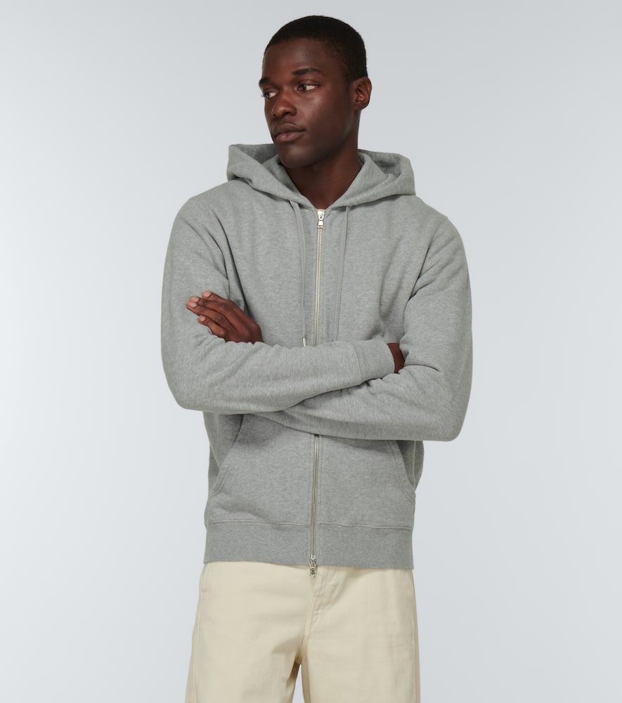 Shop Sunspel Cotton-jersey Hooded Sweatshirt In Grey