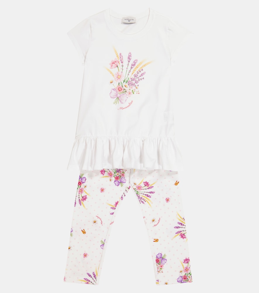  Monnalisa Monnalisa Printed Stretch-cotton T-shirt And Leggings Set 