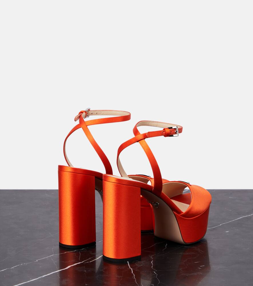Prada Satin Platform Sandals In Arancio