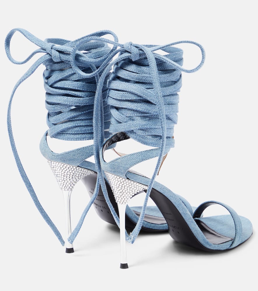 Shop Area X Sergio Rossi Marquise Denim Sandals In Blue