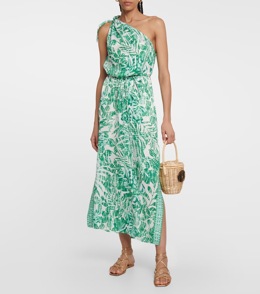 Poupette St Barth Isabelle printed one-shoulder kaftan