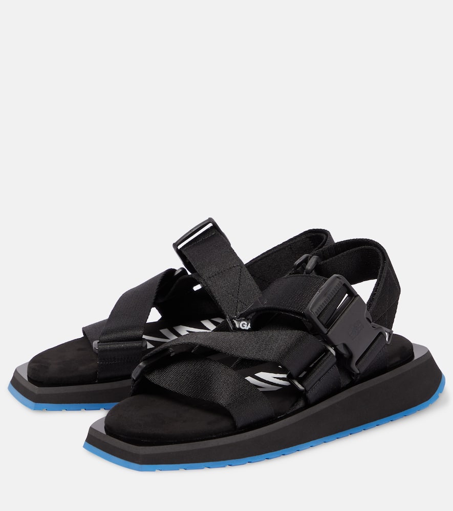 Shop Ganni Performance Webbing Sandals In Black