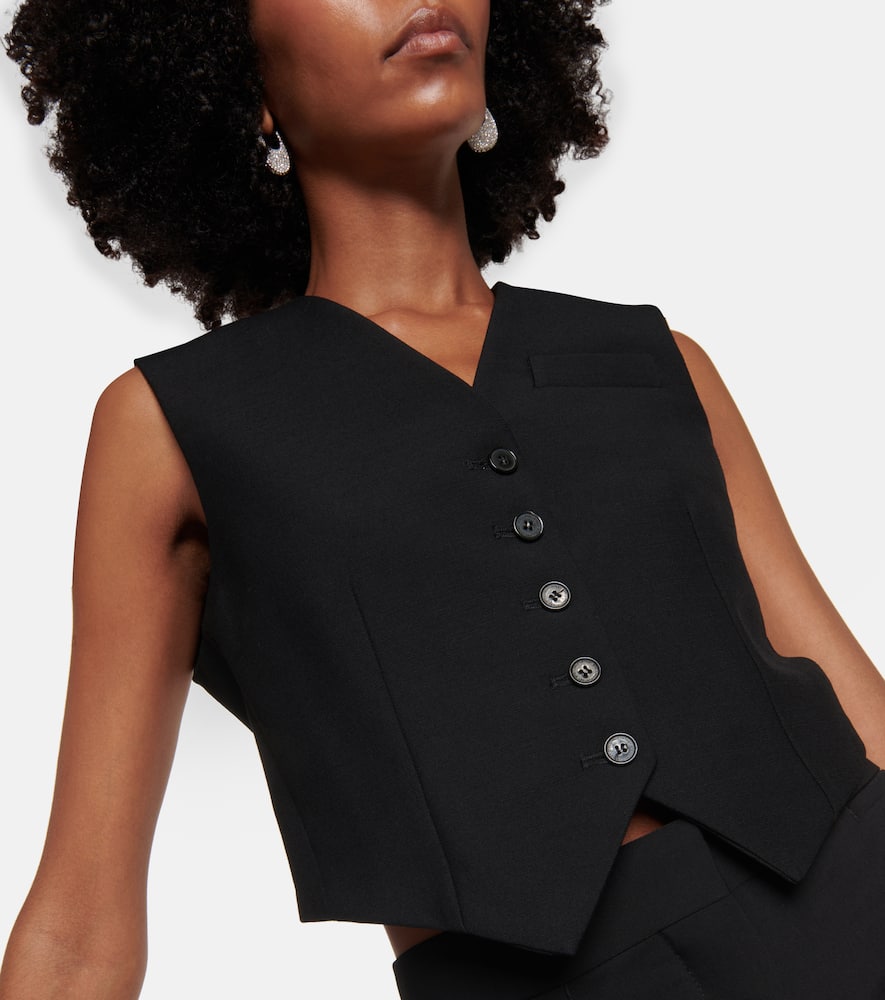 Shop Stella Mccartney Cropped Wool Waistcoat In Black