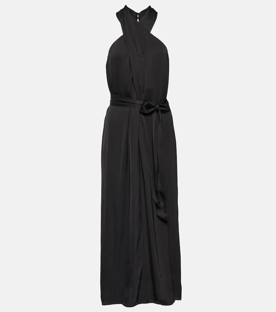 Velvet Stephanie Halterneck Midi Dress In Black