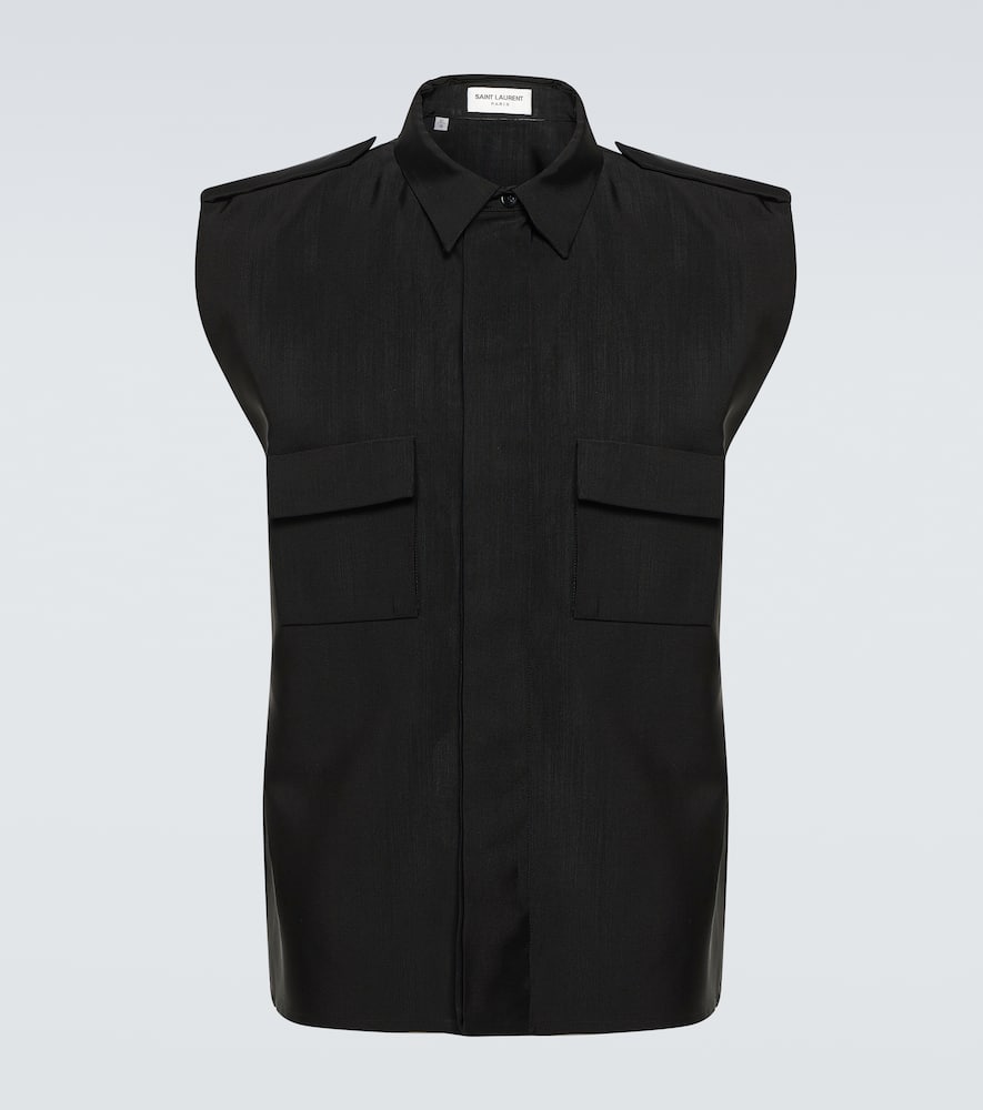 Shop Saint Laurent Saharienne Faille Shirt In Black