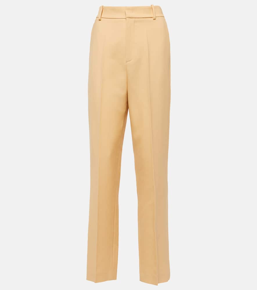 High-rise virgin wool slim pants