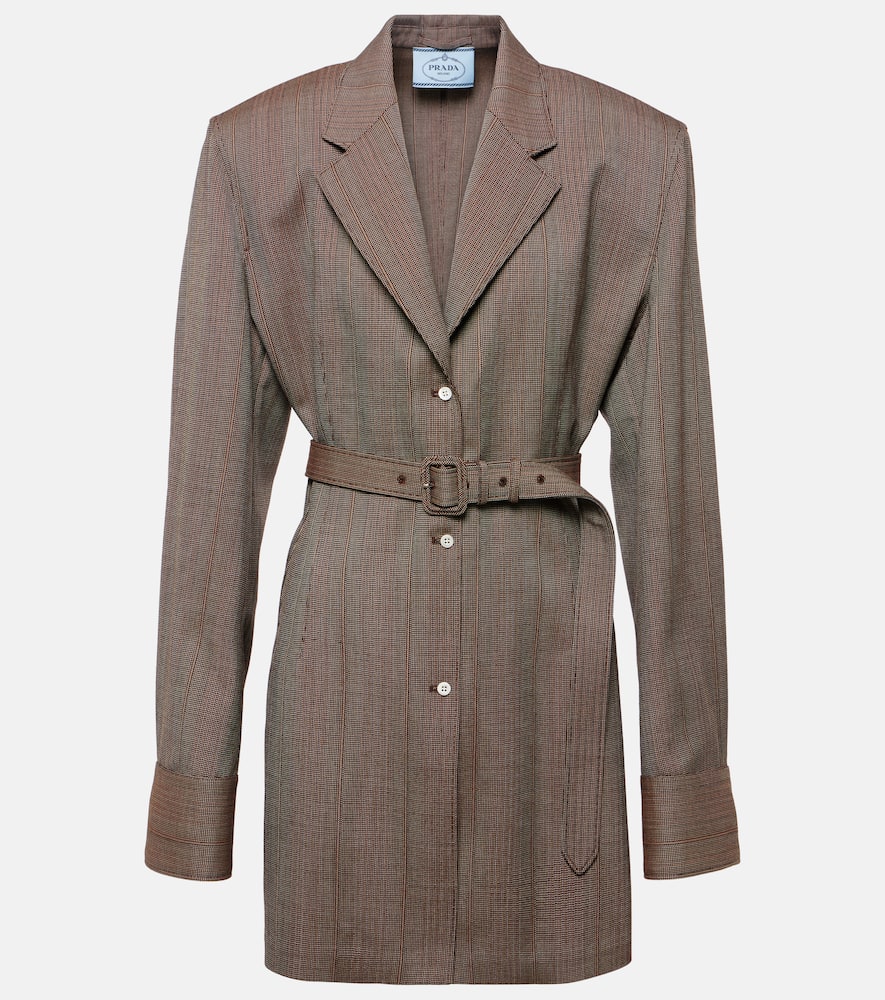 Prada Pinstripe Virgin Wool Jacket In Braun