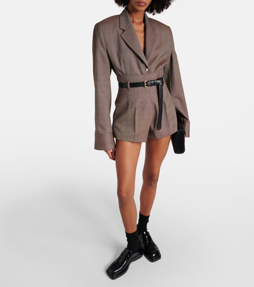 Prada Pinstripe Virgin Wool Jacket In Braun