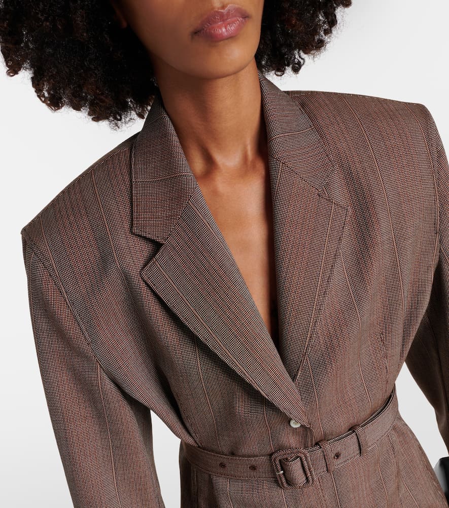 Prada Pinstripe Virgin Wool Jacket In Braun