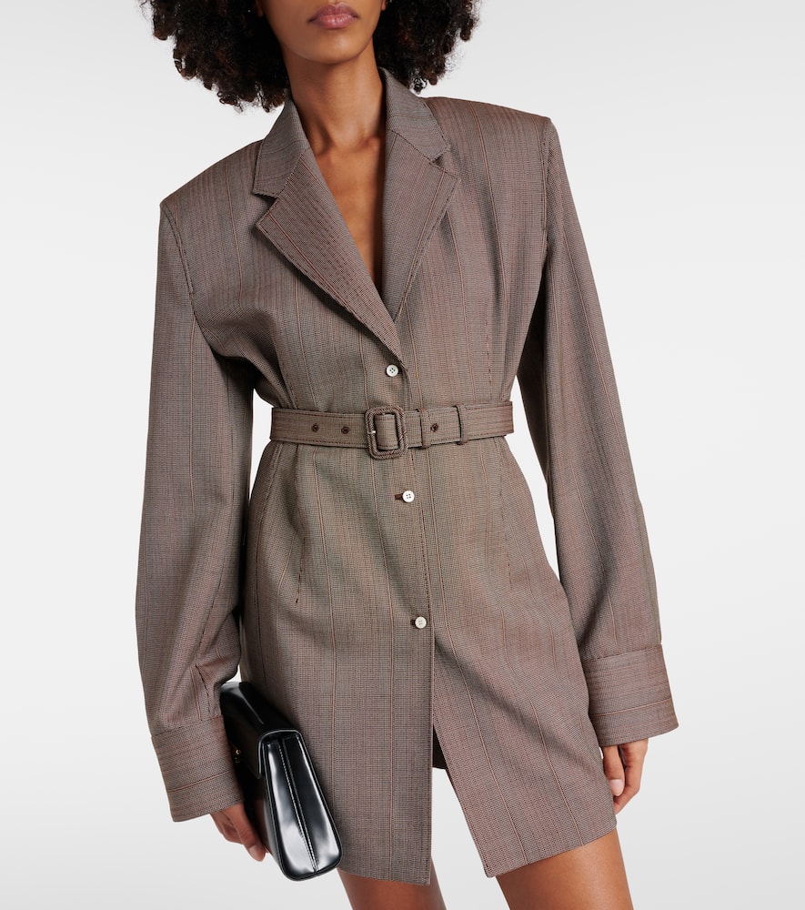 Prada Pinstripe Virgin Wool Jacket In Braun