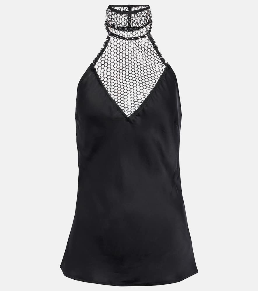 Rotate Victoria embellished satin top