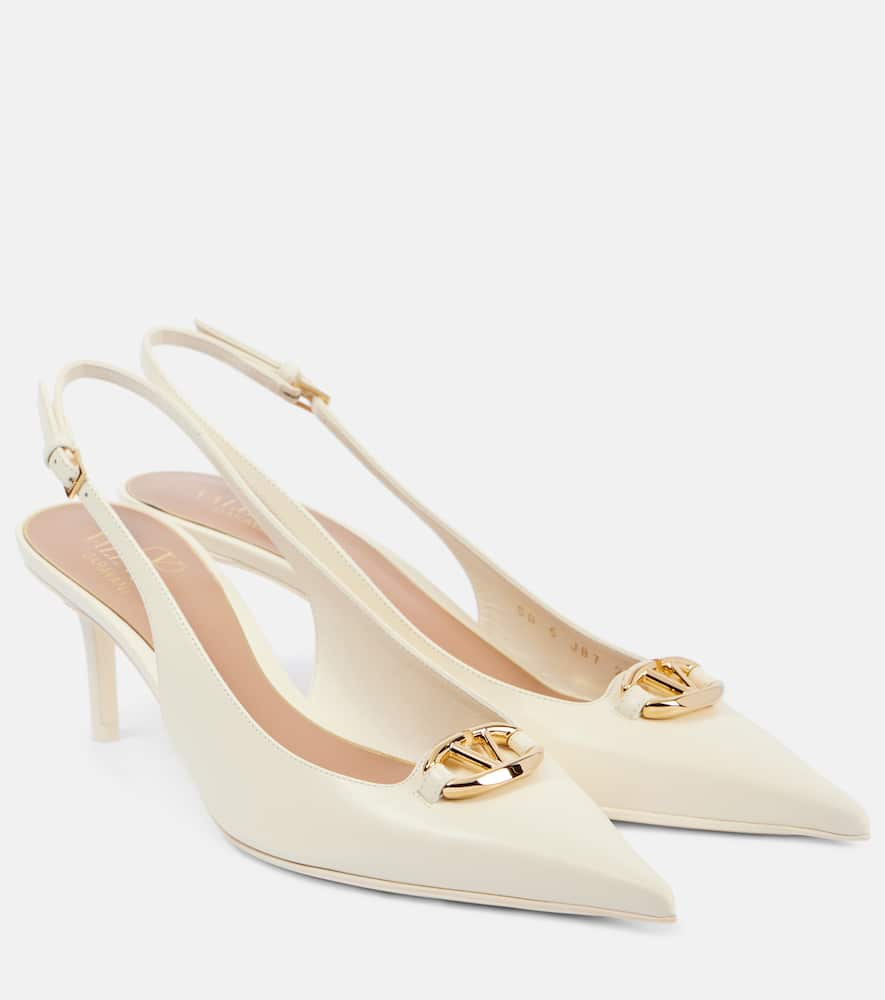 Valentino Garavani Vlogo Moon Pointed Toe Slingback Pump In Weiss