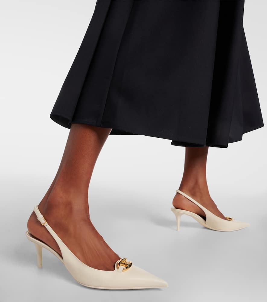 Valentino Garavani Vlogo Moon Pointed Toe Slingback Pump In Weiss