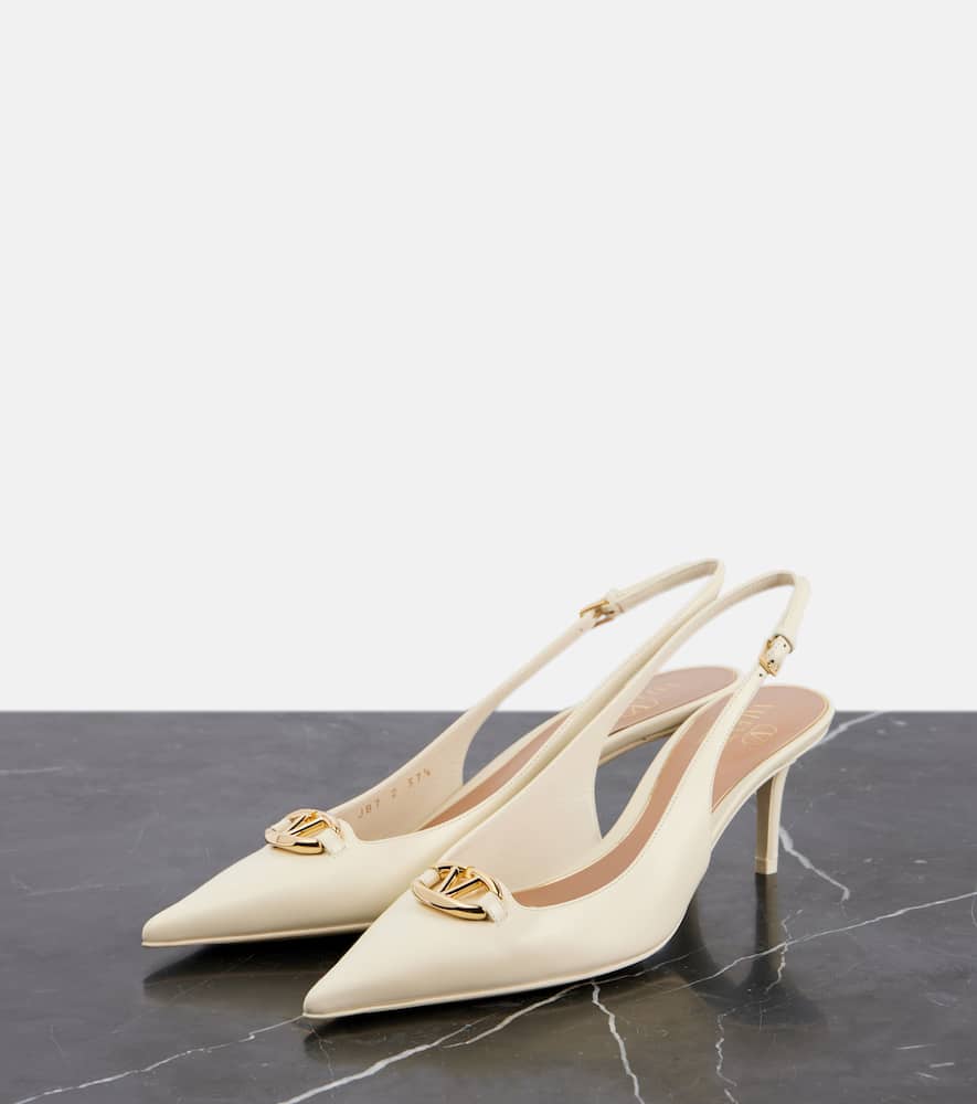 Valentino Garavani Vlogo Moon Pointed Toe Slingback Pump In Weiss