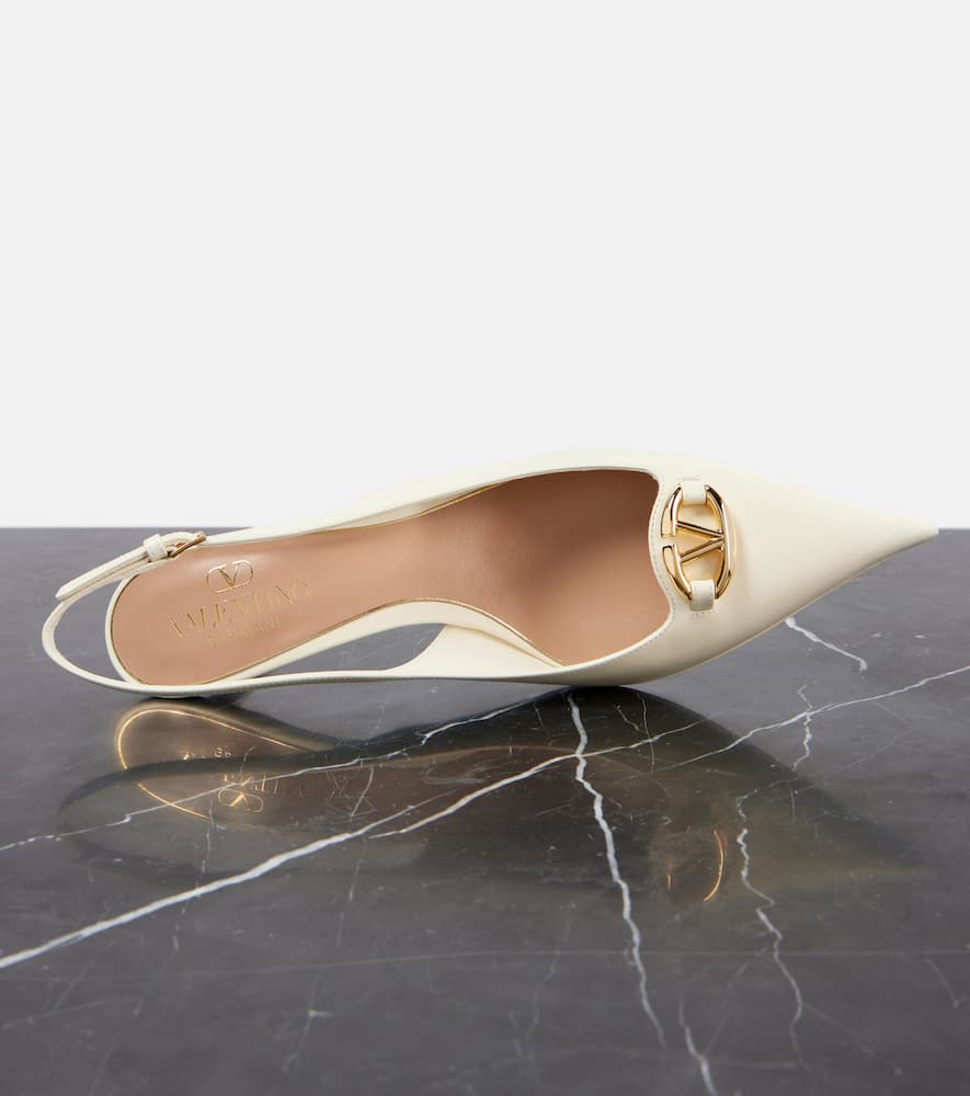 Valentino Garavani Vlogo Moon Pointed Toe Slingback Pump In Weiss