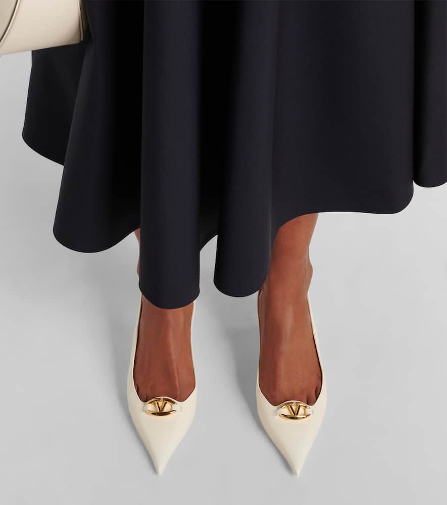 Valentino Garavani Vlogo Moon Pointed Toe Slingback Pump In Weiss