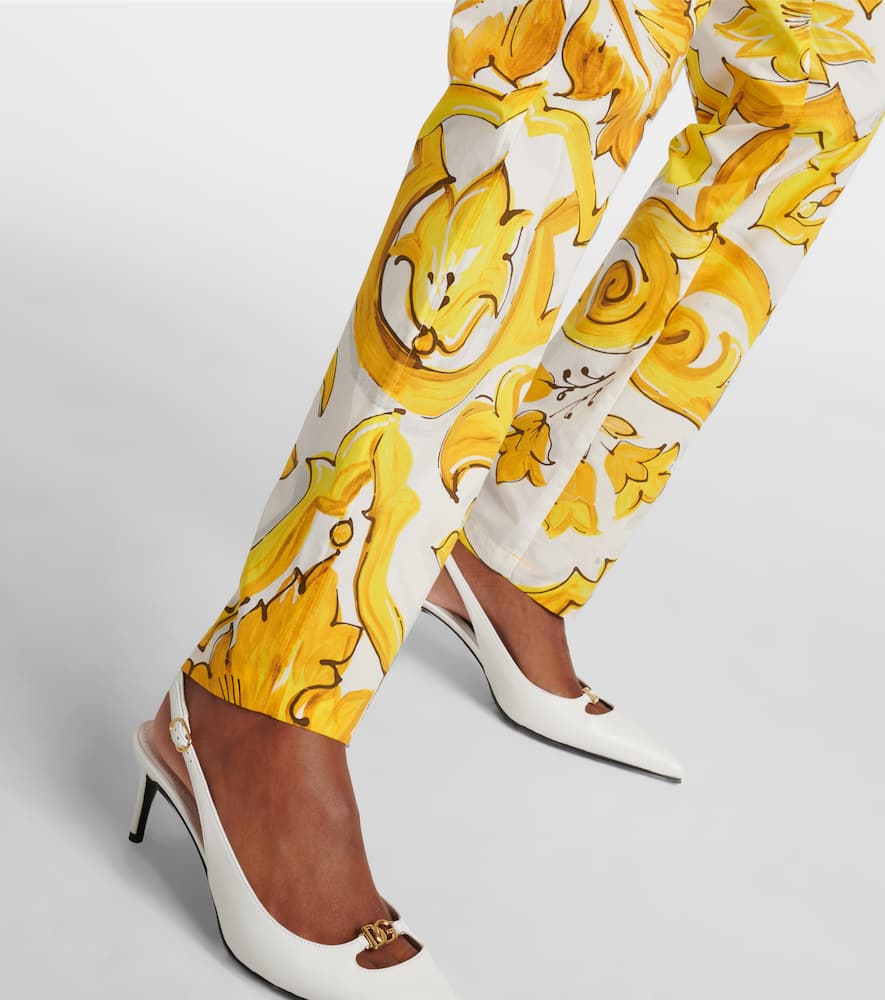 Dolce & Gabbana Majolica High-rise Cotton Straight Pants In Multicoloured
