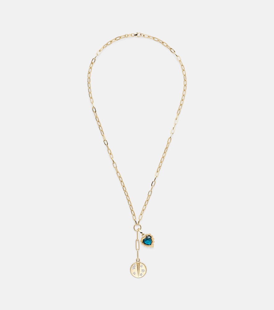 FoundRae Resilience & True Love 18kt gold charm necklace with diamonds