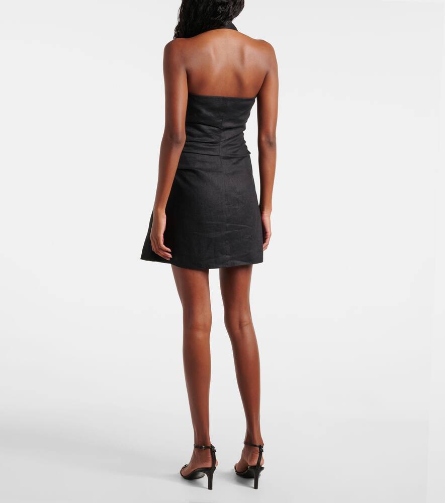 Sir Halter Neck Linen Minidress In Black