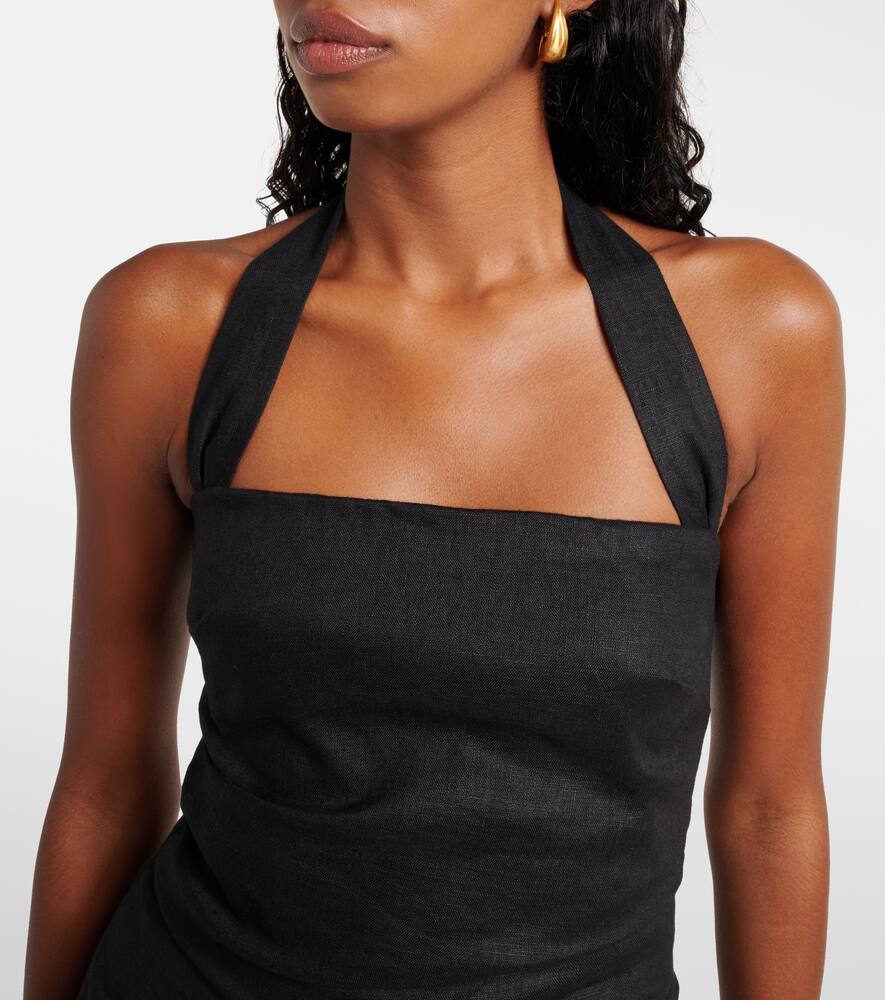 Sir Halter Neck Linen Minidress In Black