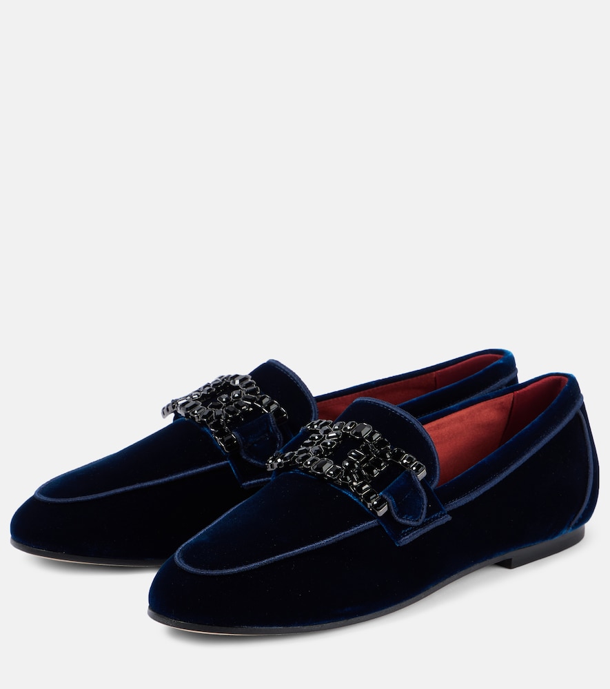  Tod's Tod's Kate Embellished Velvet Loafers 