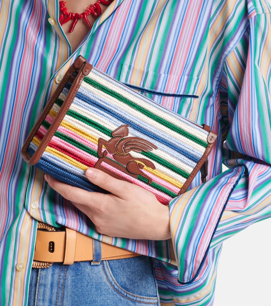Etro Viscose Pouch With Stripes And Top Handle In Multicolor