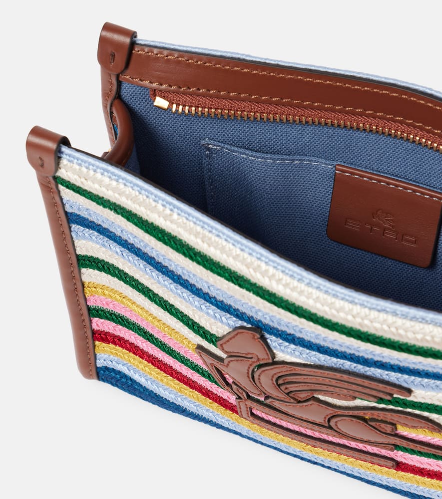 Etro Viscose Pouch With Stripes And Top Handle In Multicolor