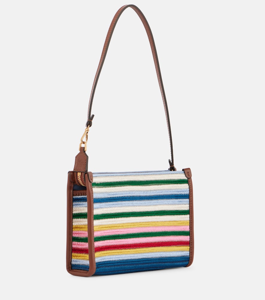 Etro Viscose Pouch With Stripes And Top Handle In Multicolor