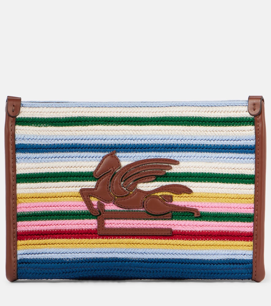 Etro Viscose Pouch With Stripes And Top Handle In Multicolor