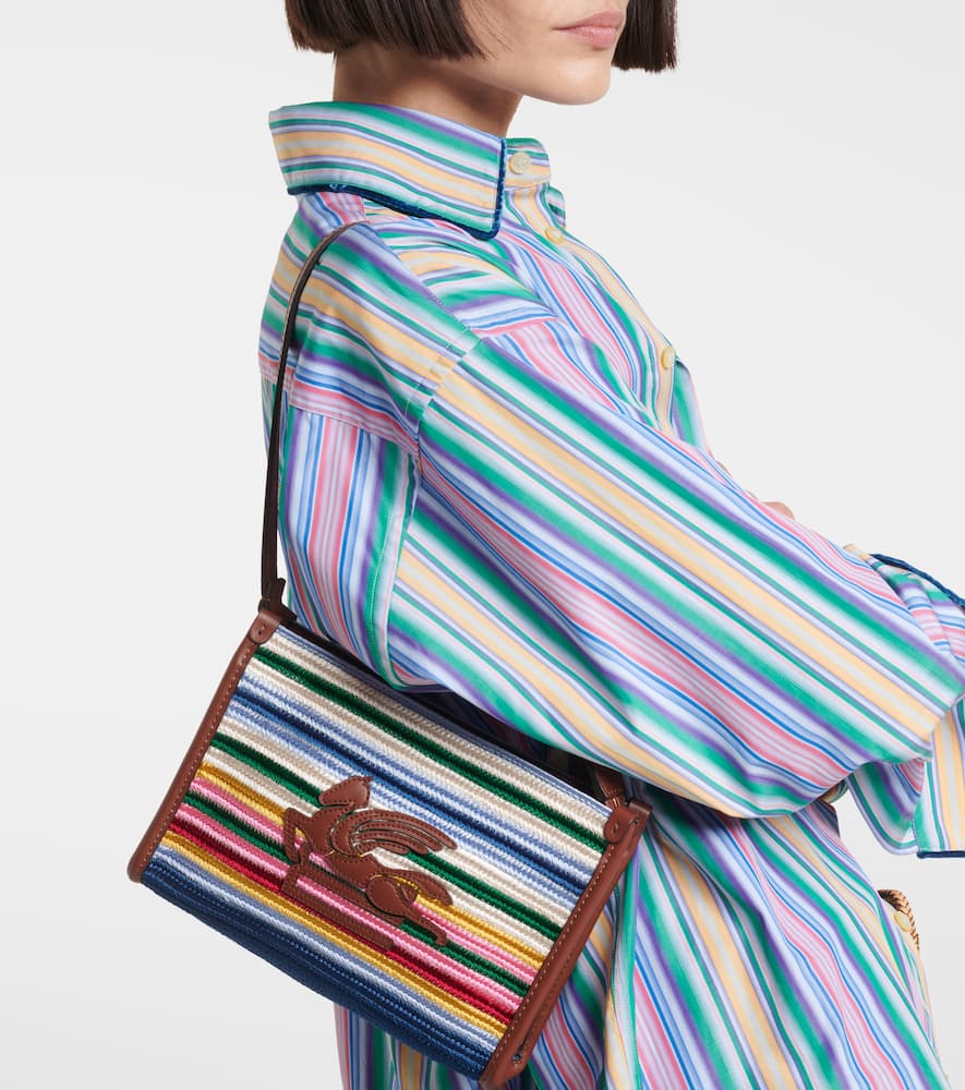 Etro Viscose Pouch With Stripes And Top Handle In Multicolor