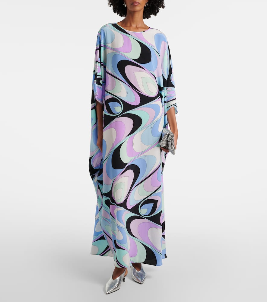 Pucci Iride Silk Crêpe De Chine Kaftan In Blue