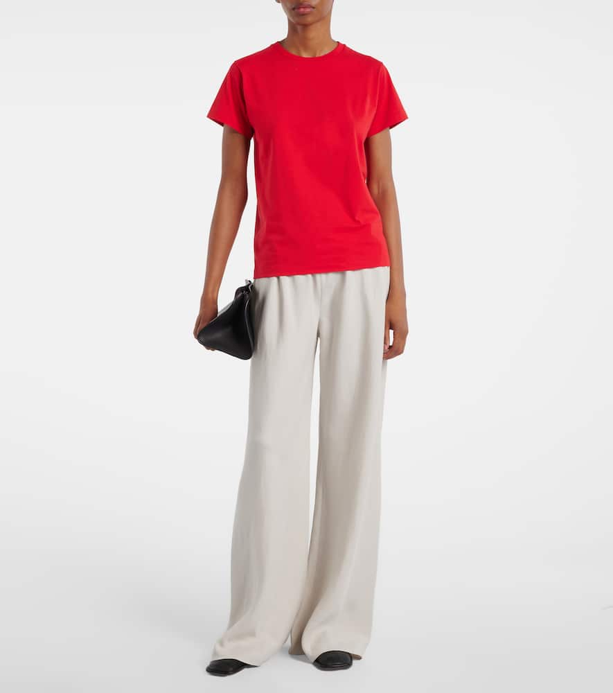 The Row Gala Silk And Linen Wide-leg Pants In Grey