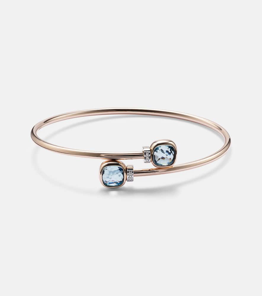 Nudo 18kt white gold bangle with diamonds and topaz