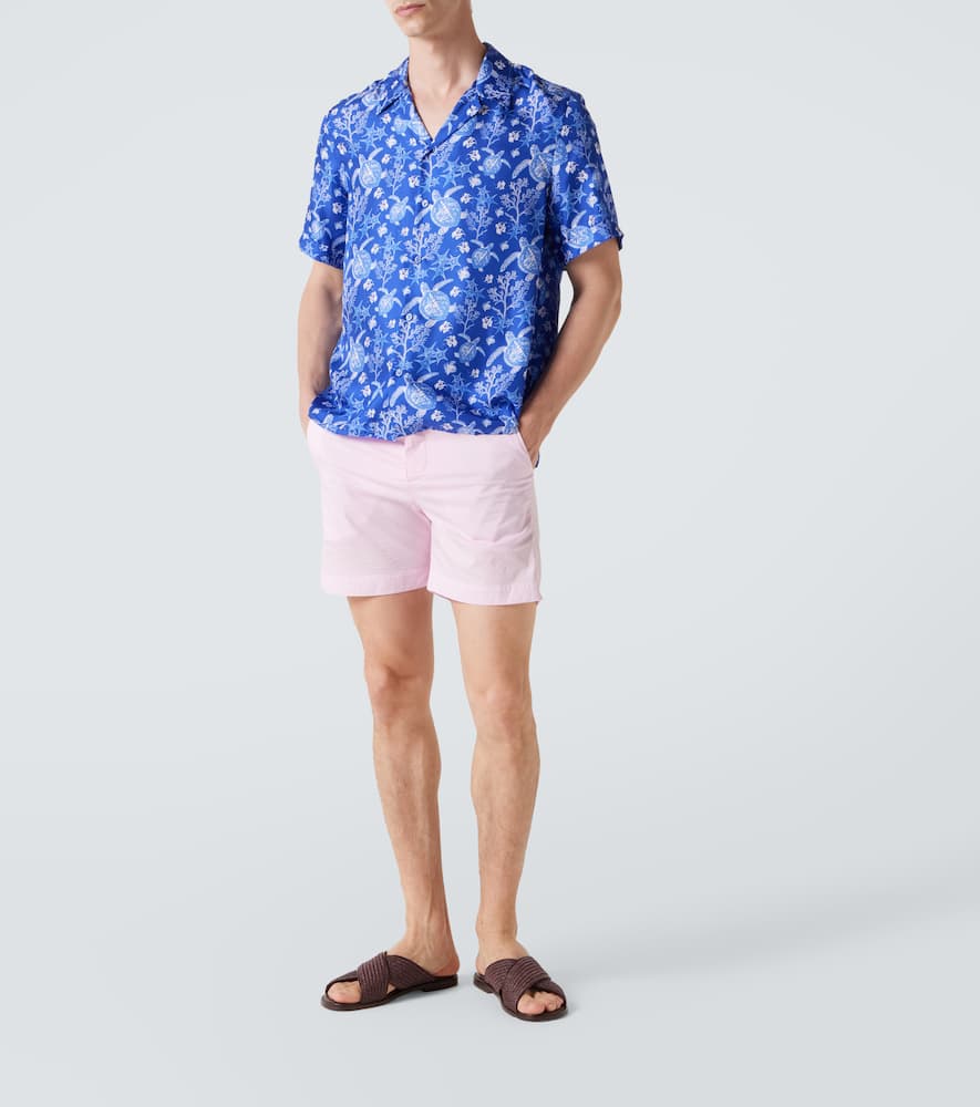 Vilebrequin Silk X-ray Turtle Print Charli Shirt In Blue
