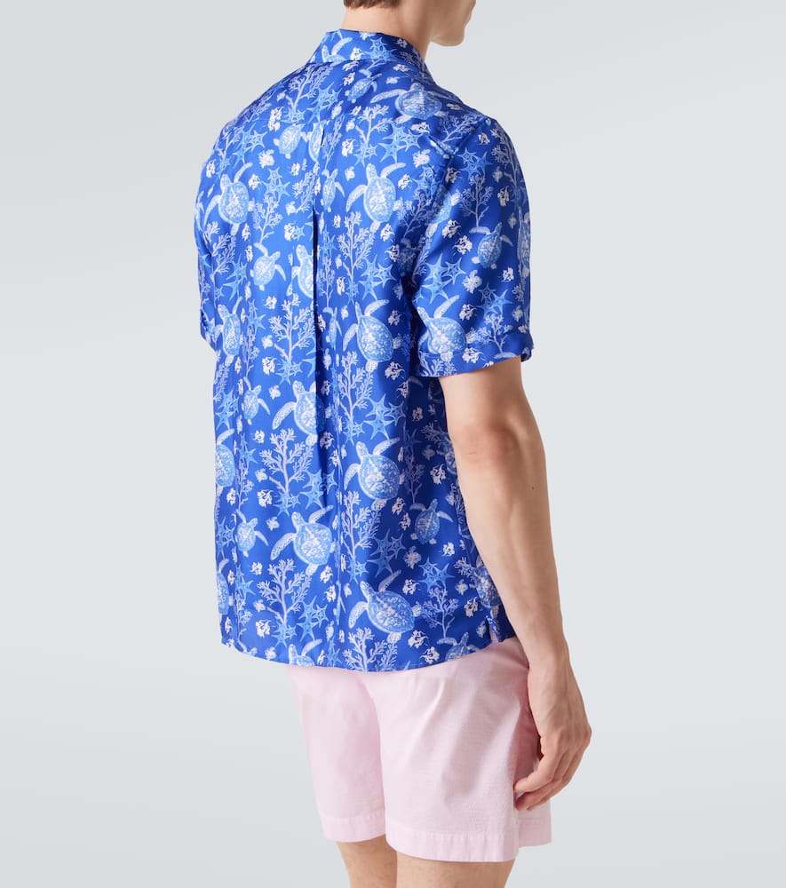 Vilebrequin Silk X-ray Turtle Print Charli Shirt In Blue