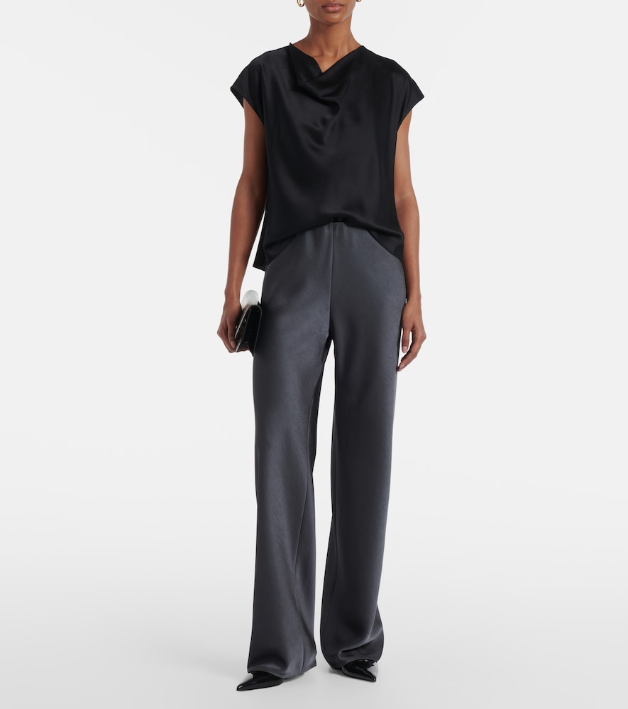 Vince High-rise satin straight pants