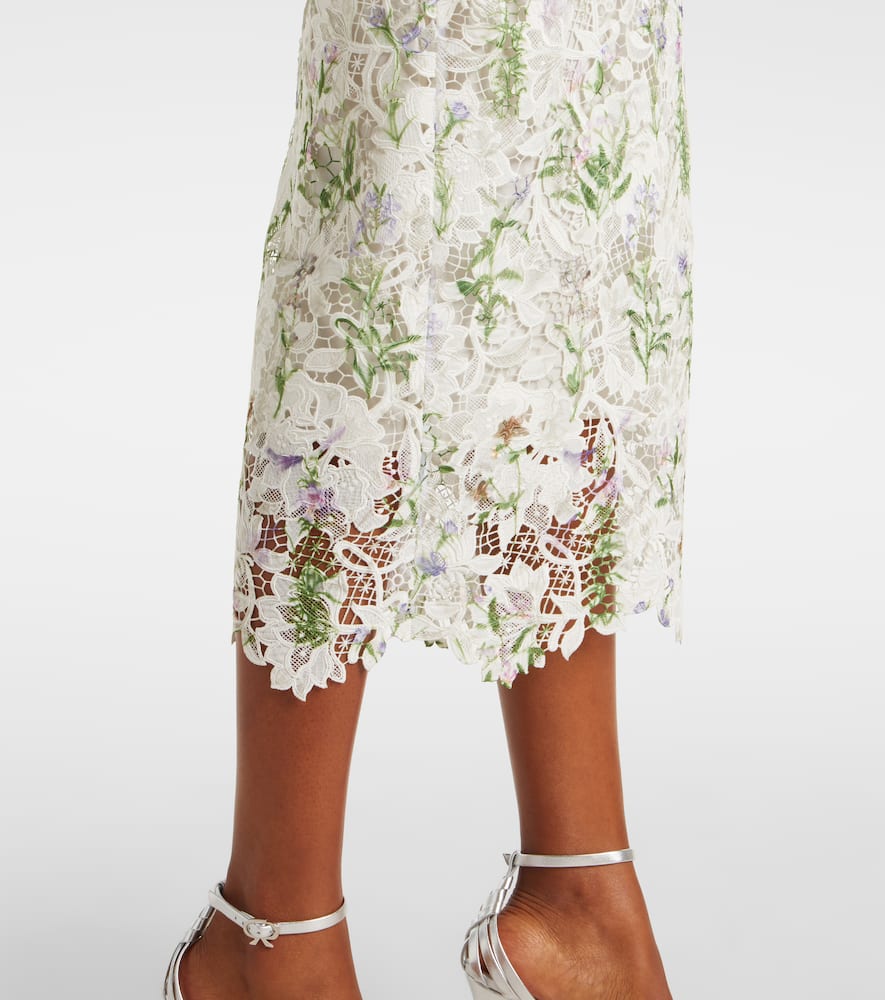 Monique Lhuillier Floral Lace Corset Dress In Neutral