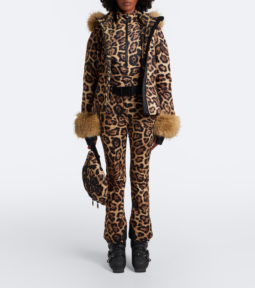 Leona Leopard-Print Half-Zip Ski Top