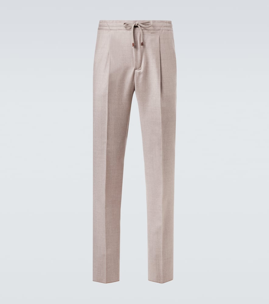 Virgin wool flannel slim pants