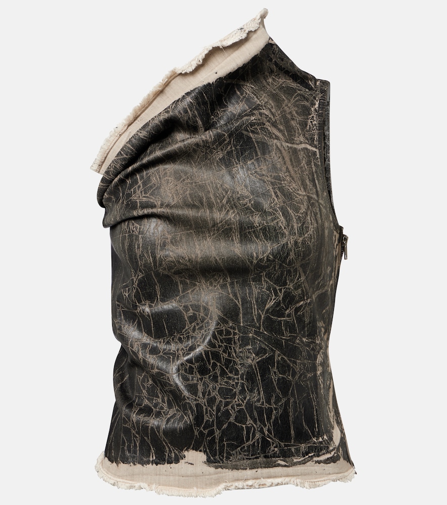 Rick Owens Rick Owens Athena printed one-shoulder denim top　Rick Owens Athena プリント ワンショルダー デニム トップ