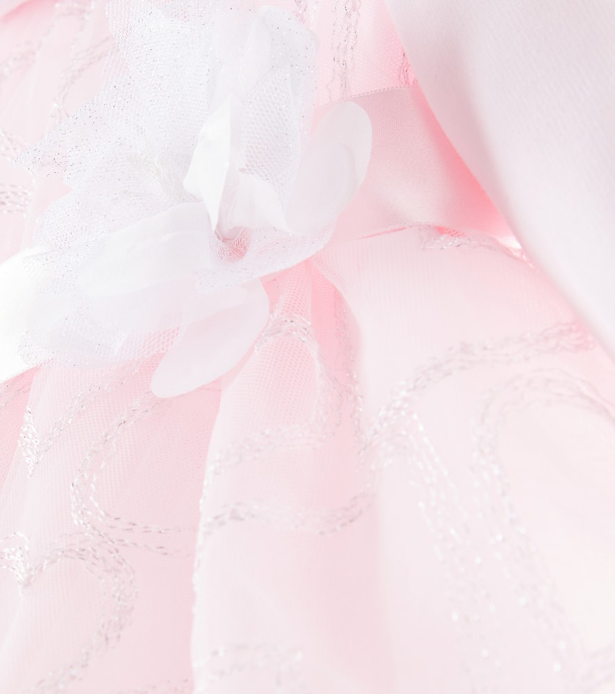 Monnalisa Baby Embroidered Tulle Dress In Pink